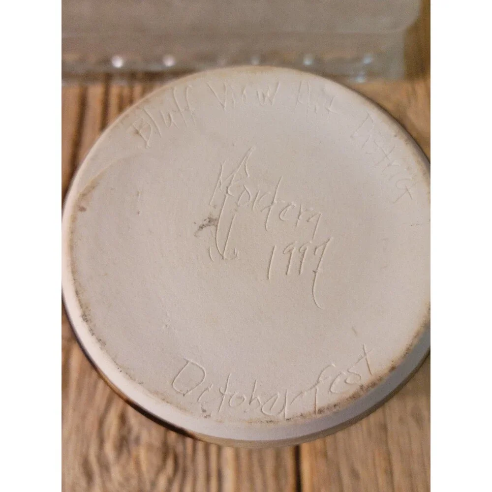Asain Design Signed Candle Holder Pottery